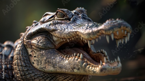 Intense Close-Up of Alligator s Jaws 