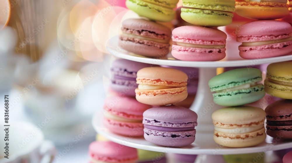 Fototapeta premium colorful macaroons on a wooden table