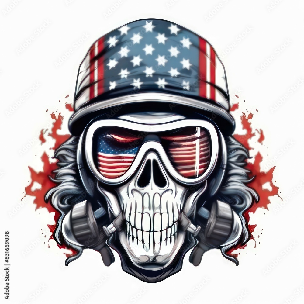 Art illustration skull use mask gas Art illustration skull use mask gas