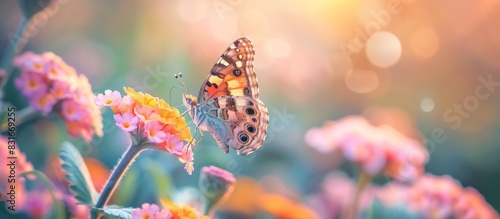 Intricate Symphony Butterfly in a Colorful Flower Blossom photo