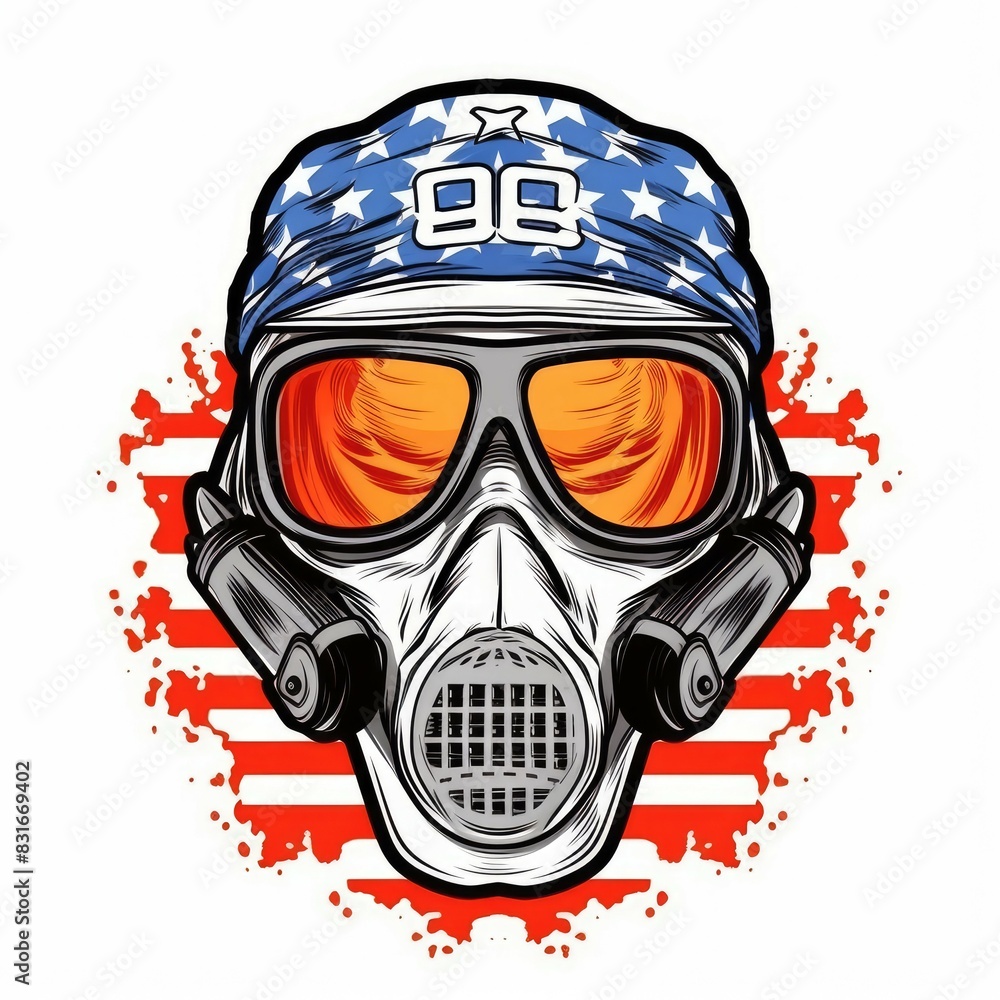 Art illustration skull use mask gas Art illustration skull use mask gas