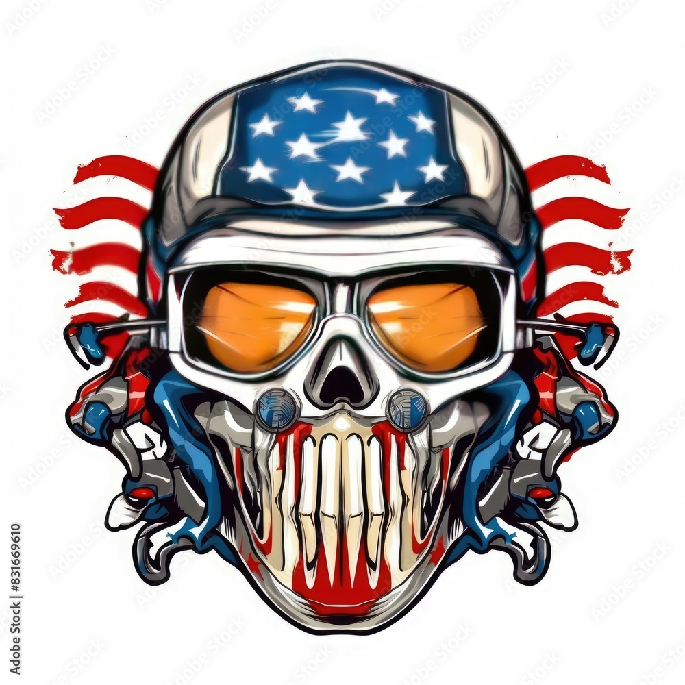Art illustration skull use mask gas Art illustration skull use mask gas