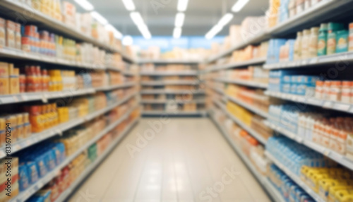 Blur supermarket, retail store, shop, modern shopping mall interior background © PREM