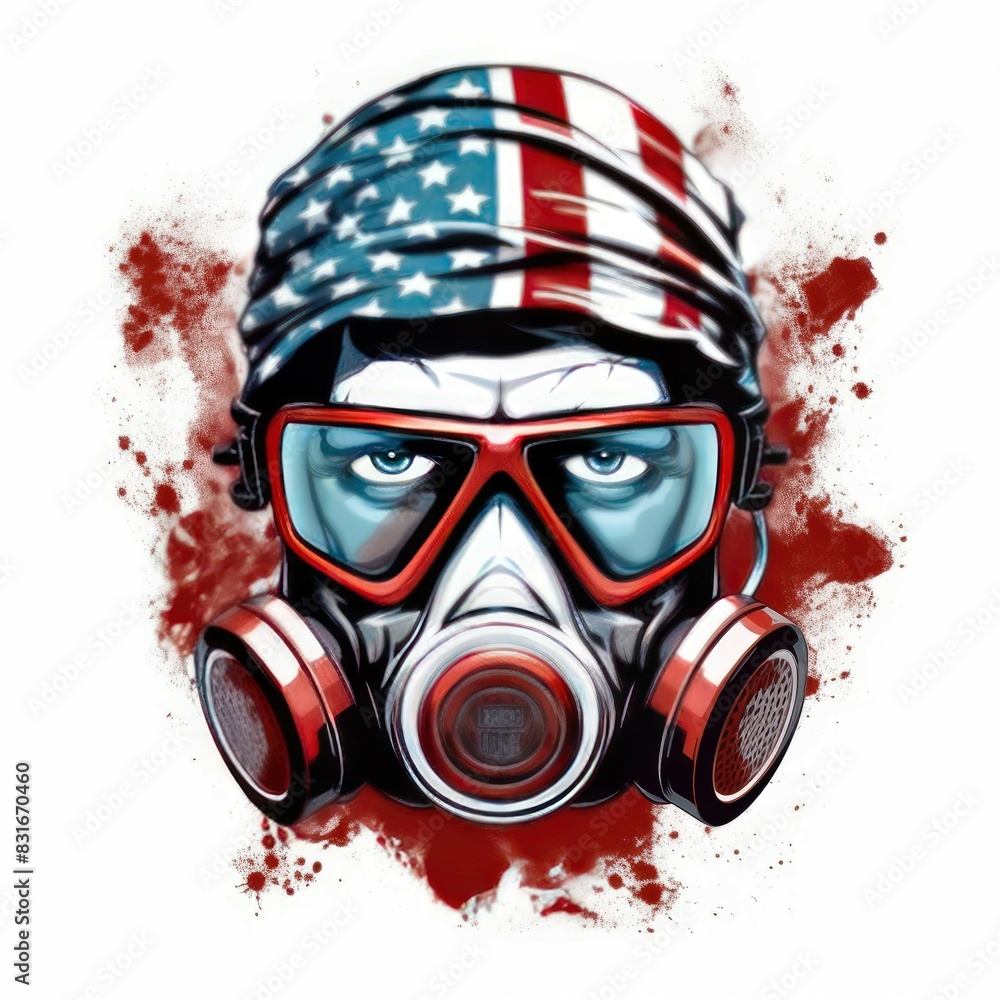 Art illustration skull use mask gas Art illustration skull use mask gas
