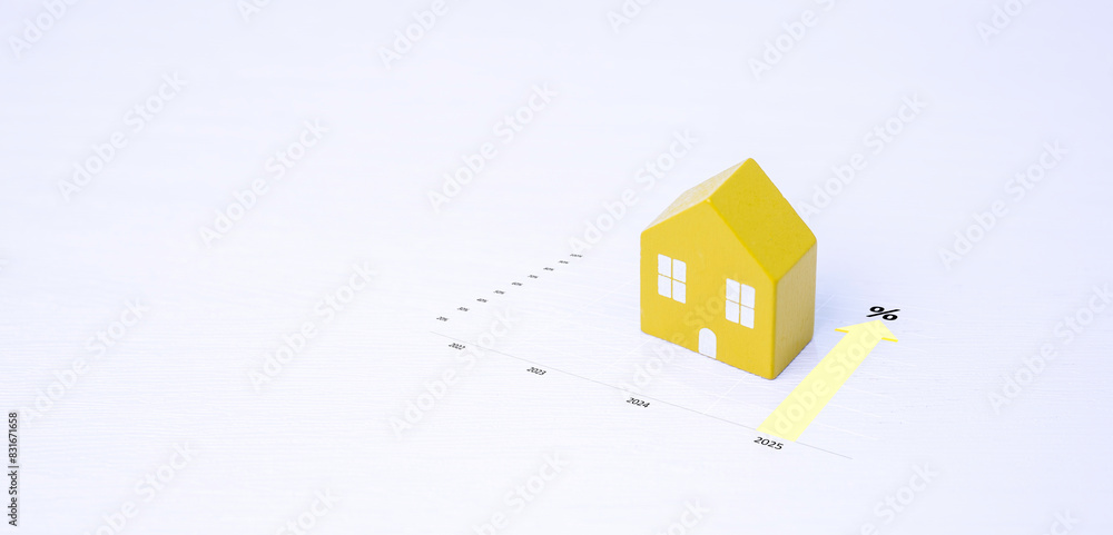 Real estate growth housing market investment showing upward trend and future financial forecast for 2025. business prosperity and asset management, Real estate investment marketing analysis.