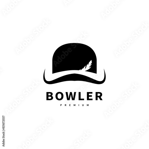 Black bowler hat icon logo design illustration 2