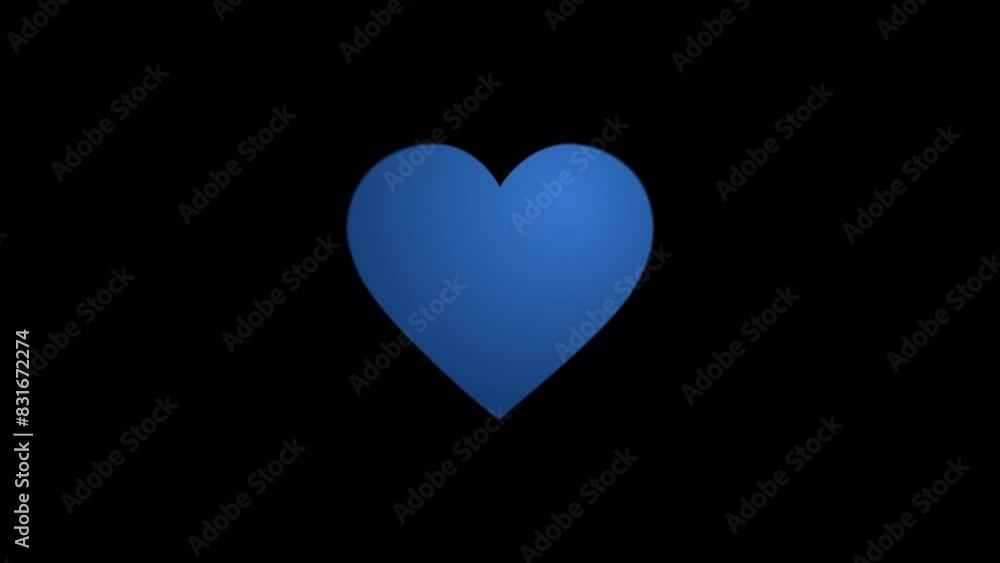 Beating pulsing blue heart shape 2d animation black screen background Beating pulsing blue heart shape 2d animation black screen background
