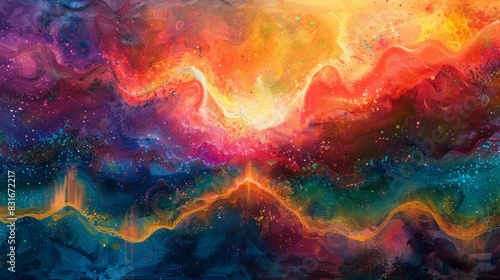 Colorful nebula-inspired abstract painting - An abstract digital artwork reminiscent of a colorful nebula with a sense of depth and wonder