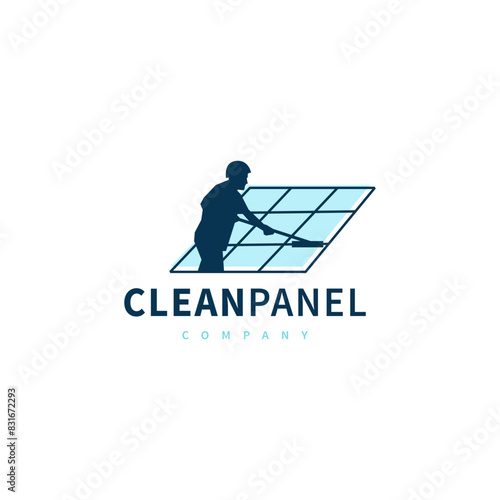 solar panel cleaning service logo design illustration 2