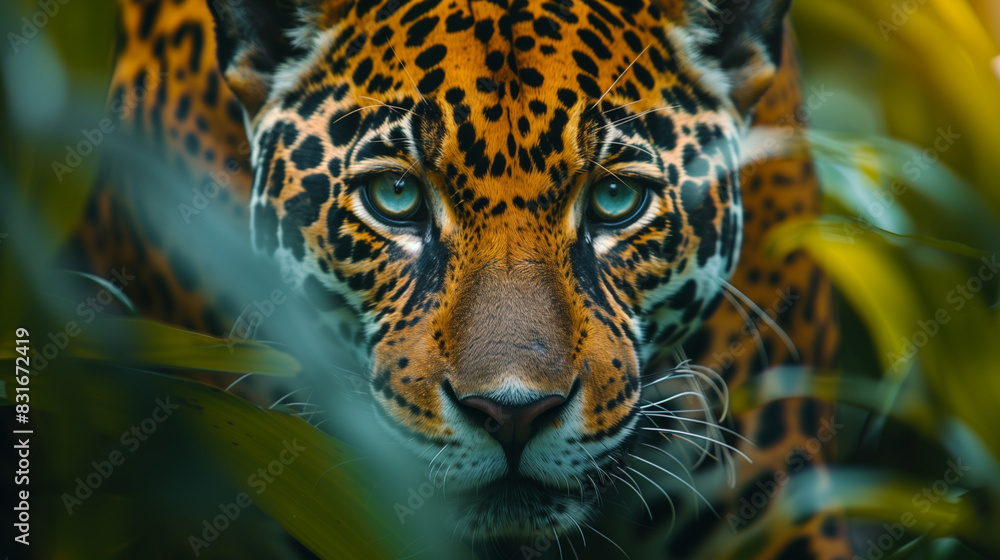 Fototapeta premium Fierce Leopard in Tropical Forest