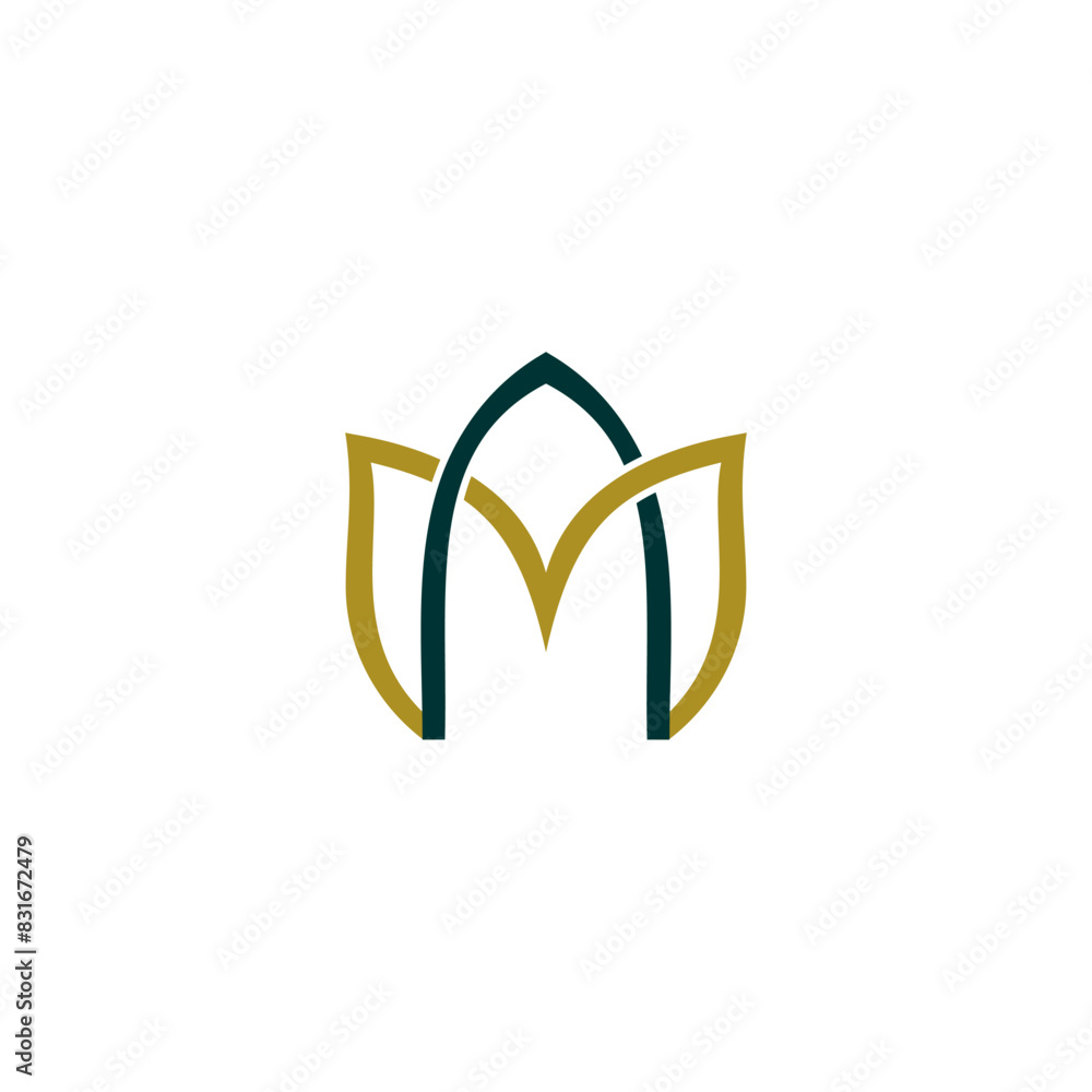 Obraz premium Luxury flower crown logotype, Royal hotel icon symbol, Shell pearl vector logo