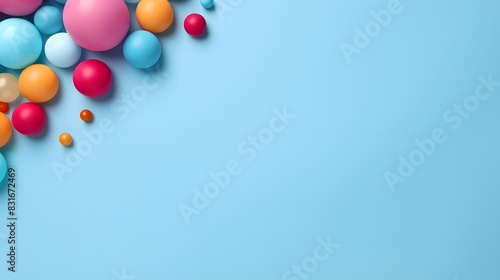 A text box among colorful balls on a blue space