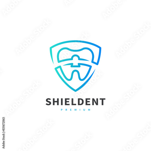 security shield and dental logo design illustration 3