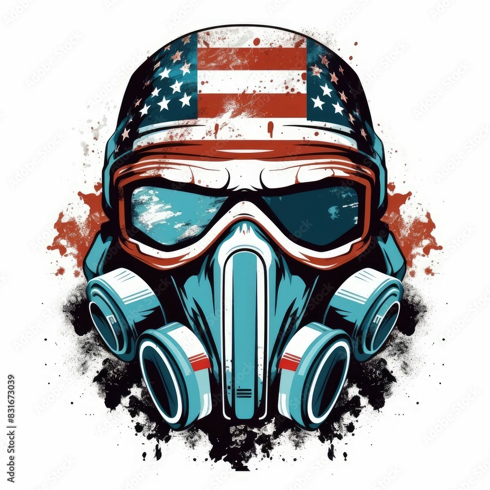 Art illustration skull use mask gas Art illustration skull use mask gas