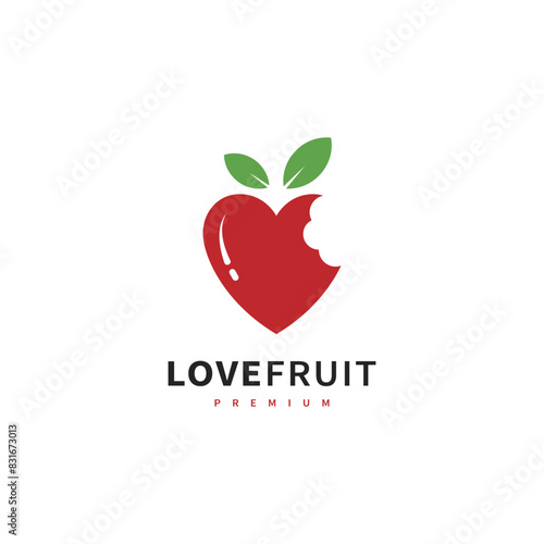 fresh love fruit logo design with love bite marks illustration 2