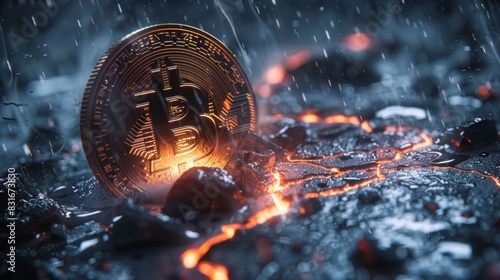 Bitcoin & Crypto in a Storm Symbolizes Prohibition, a Law on Restricting Cryptocurrency Trading Introduced by Lawmakers