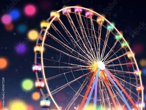 abstract blur Colorful bokeh background of ferris wheel in canival