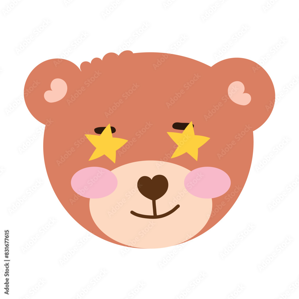 Emoticon sticker little bear coloring brown. cute bear Emoticon sticker little bear coloring brown. cute bear