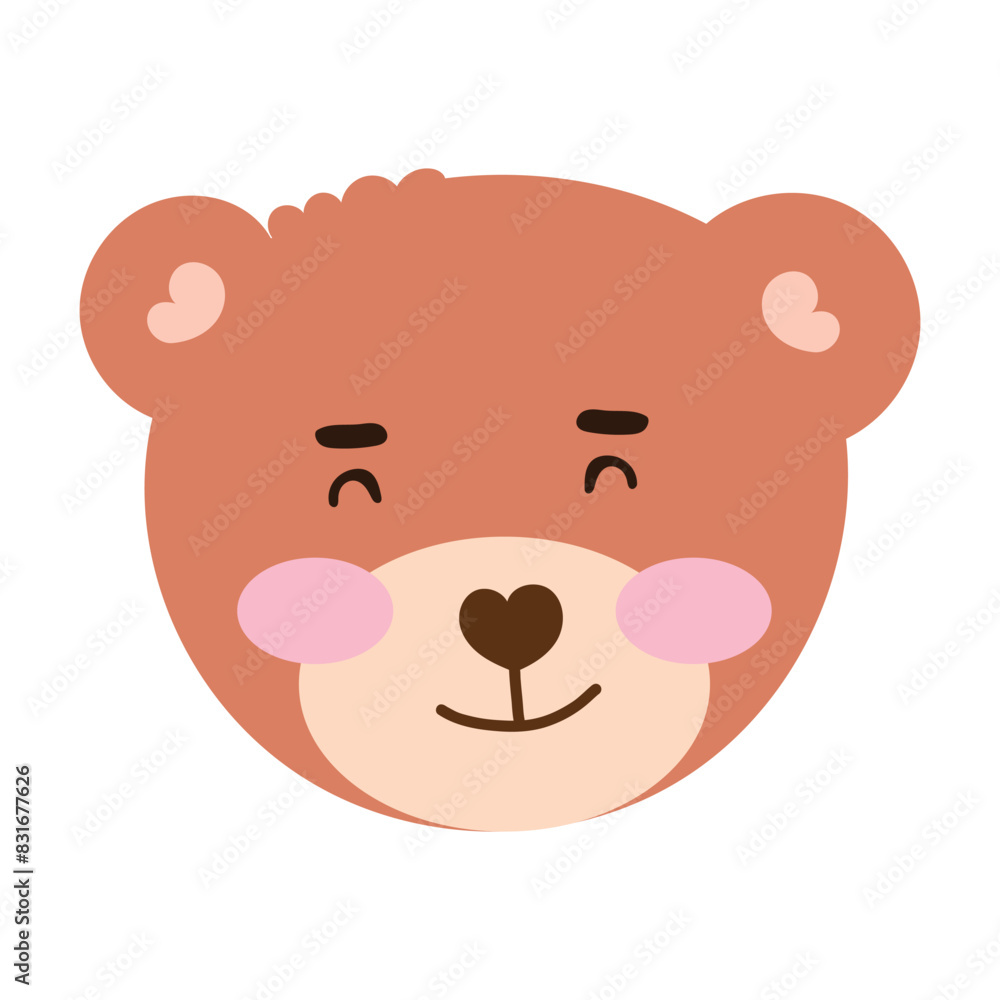 Emoticon sticker little bear coloring brown. cute bear Emoticon sticker little bear coloring brown. cute bear