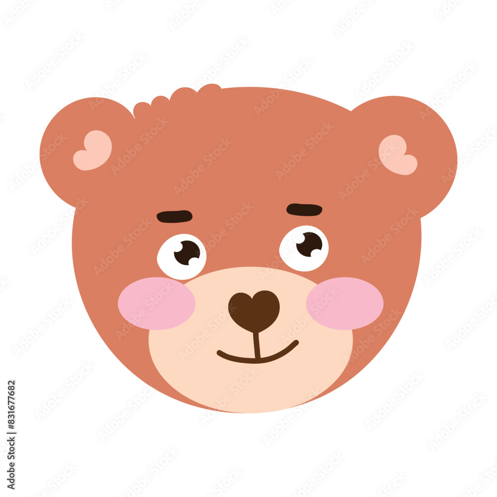 Emoticon sticker little bear coloring brown. cute bear Emoticon sticker little bear coloring brown. cute bear