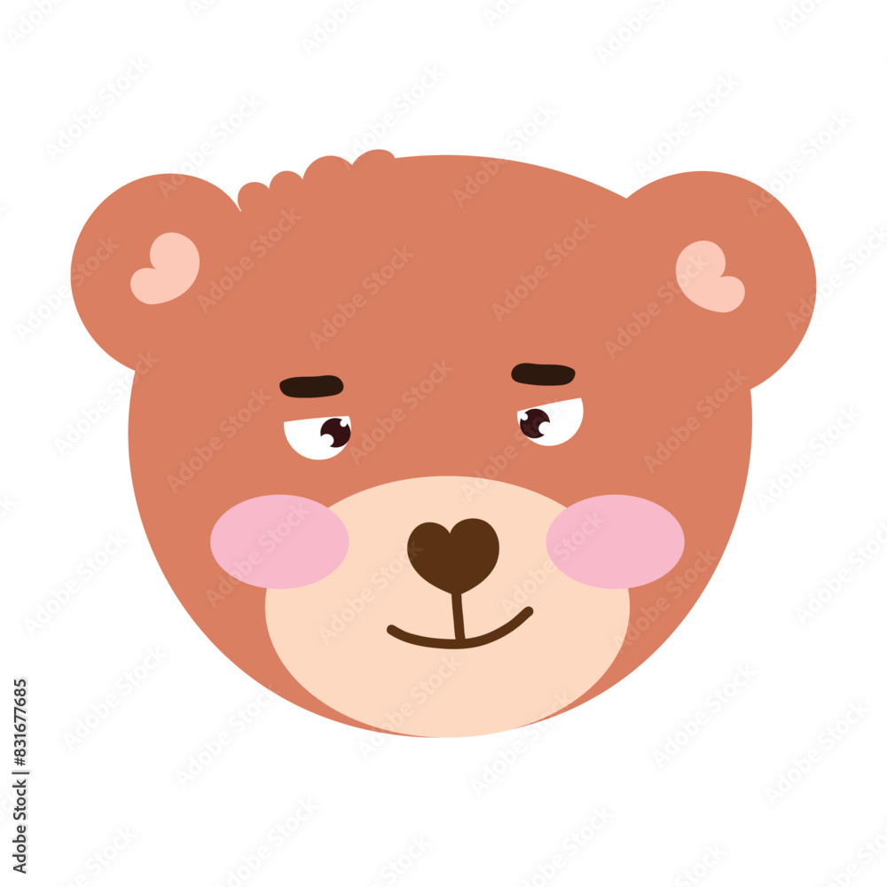Emoticon sticker little bear coloring brown. cute bear Emoticon sticker little bear coloring brown. cute bear