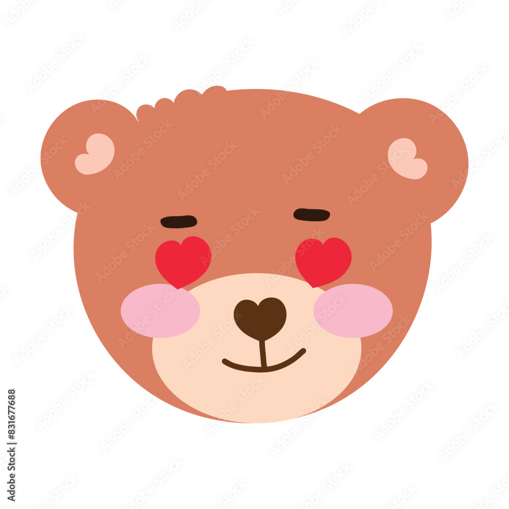 Emoticon sticker little bear coloring brown. cute bear Emoticon sticker little bear coloring brown. cute bear