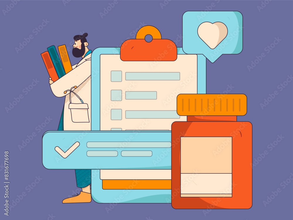 Doctor examines patient flat vector concept operation hand drawn illustration
Doctor examines patient flat vector concept operation hand drawn illustration