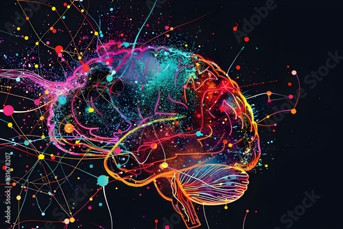 Colorful Abstract Representation of the Human Brain s Interconnected Neural Network