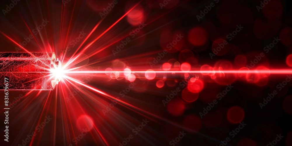 Obraz premium Abstract red laser beam on dark background with dynamic light effects showcasing futuristic and high-tech design 