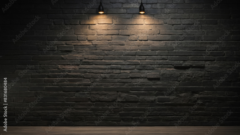 custom made wallpaper toronto digitalSubdued ambiance dark brick wall with hanging lights over polished wooden floor