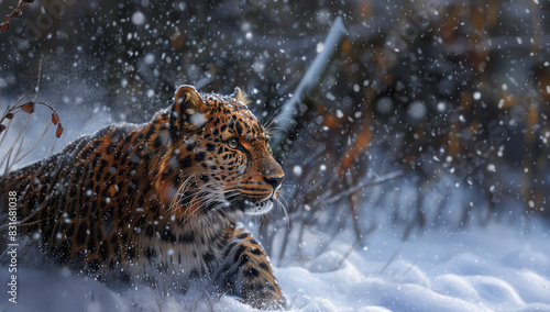 leopard in snow