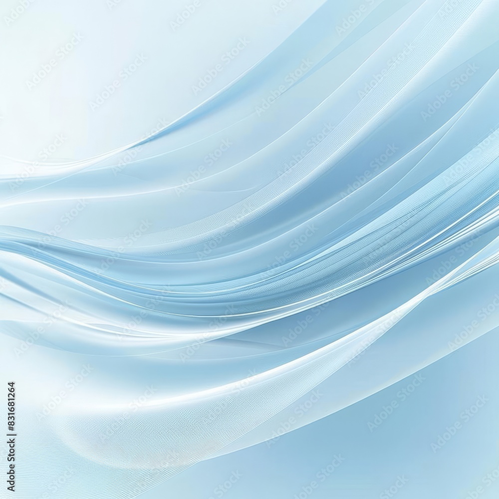 Fototapeta premium Smoothly flowing abstract blue waves grace a soft backdrop
