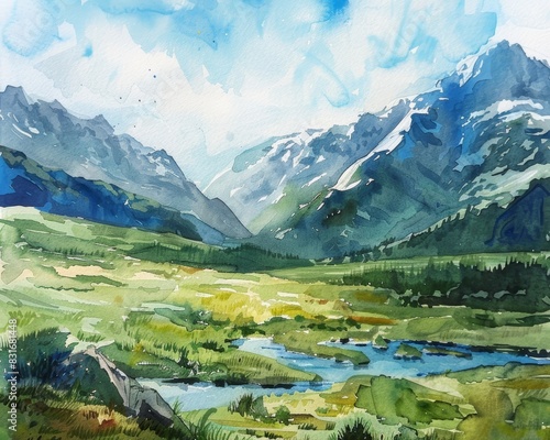 mountain landscape in watercolour