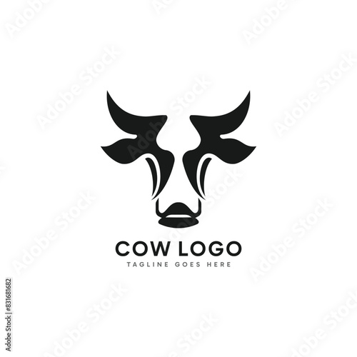 Abstract minimalist cow logo design. Vector logo template illustration.