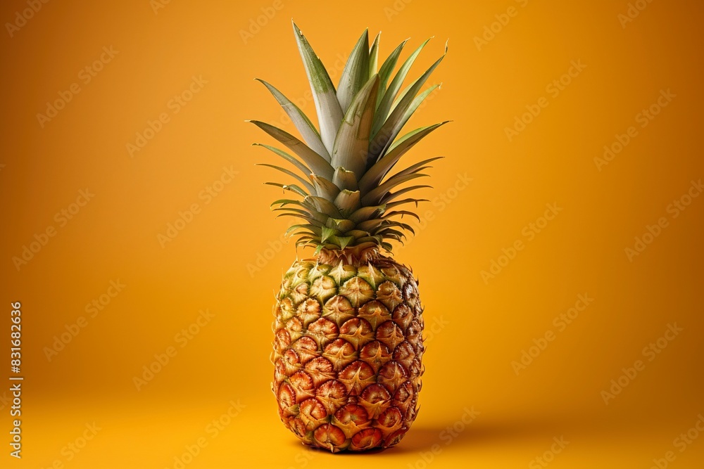 Sliced and half of Pineapple(Ananas comosus) on wooden table with blurred garden background.Sweet, and juicy taste Have a lot of fiber,vitamins C and minerals or healthcare concept , generative ai Sliced and half of Pineapple(Ananas comosus) on wooden table with blurred garden background.Sweet, and juicy taste Have a lot of fiber,vitamins C and minerals or healthcare concept , generative ai