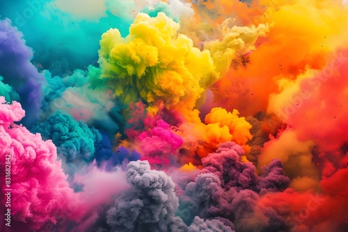 Vibrant Explosion of Colorful Smoke and Powder in Creative Display