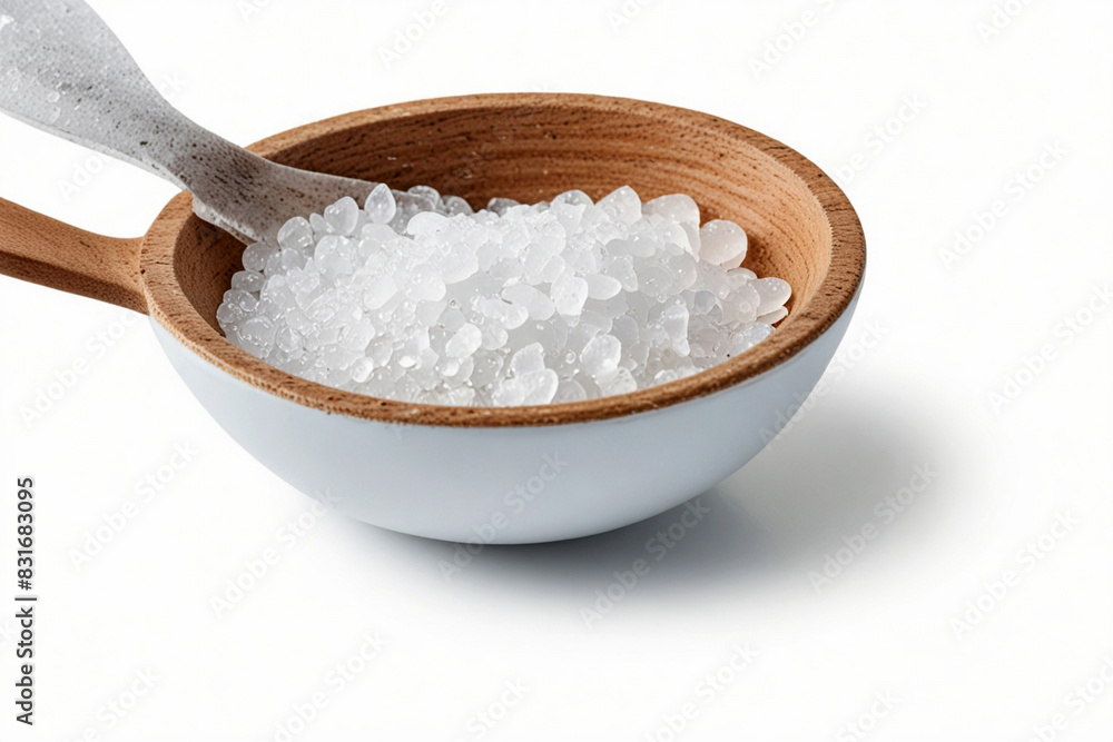 White salt in pod, isolated on white background White salt in pod, isolated on white background