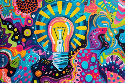 Vibrant Abstract Light Bulb Design Symbolizing Creativity and Innovation