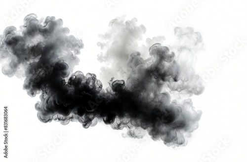 Ash smoke, isolated on white background