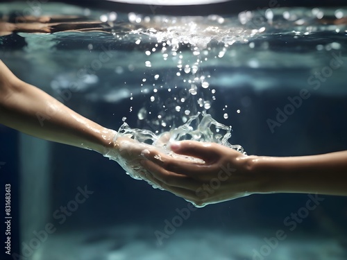 hands under water