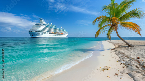 Cruise To Caribbean With Palm tree On Coral Beach © Huy Tran