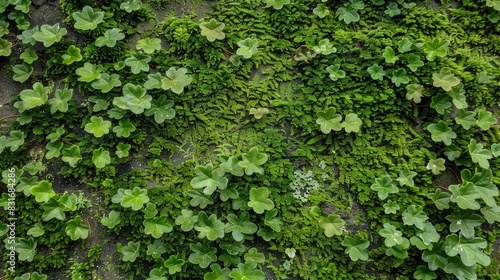 Green moss on the wall and its texture © Emin