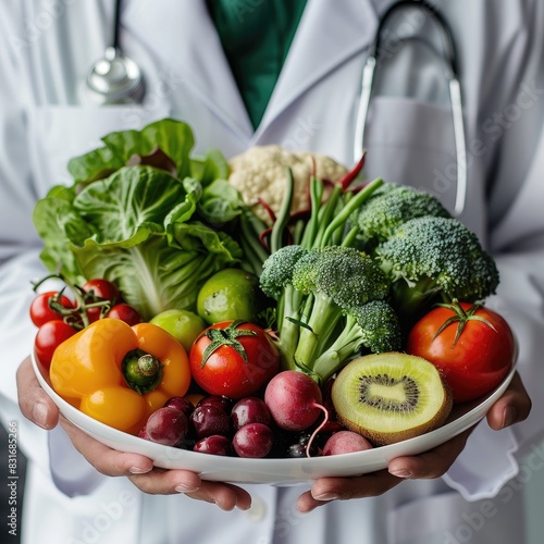 Doctor holding a plate with...