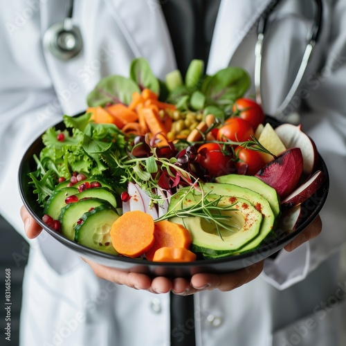 Doctor holding a plate with...