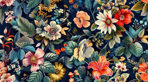 High Definition Digital Floral Pattern Fabric Image