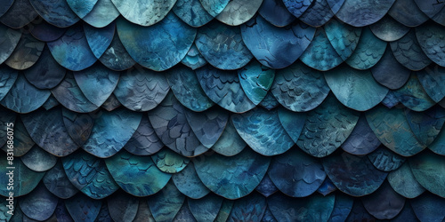 Wallpaper Mural Intricate teal and blue scales with detailed texture creating a mesmerizing and artistic pattern reminiscent of dragon or fish scales.Detailed teal and blue scale pattern with rich texture  Torontodigital.ca