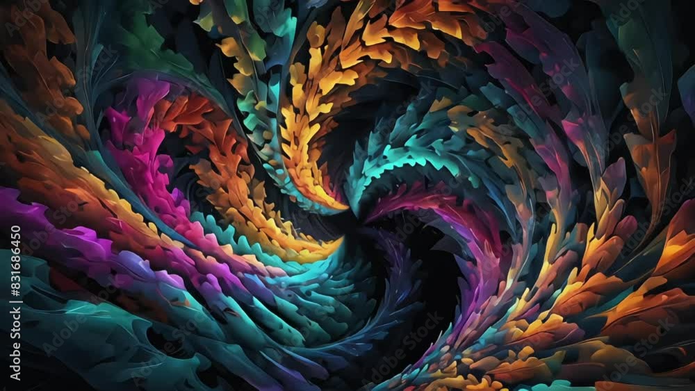 Psychedelic dynamic vibrant 3d colorful spiral fractal motion