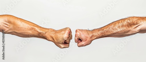 Two clenched fists facing each other.