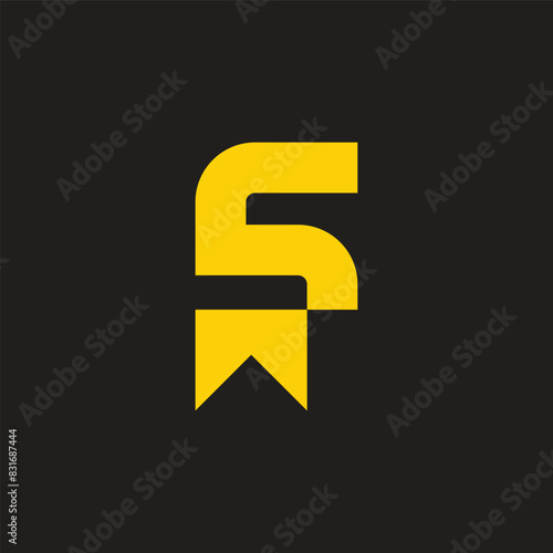 letter s ribbon tape tag simple geometric logo vector