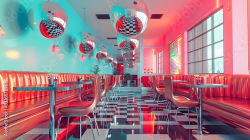 A background with chrome accents and reflective surfaces inspired by retro designs photo